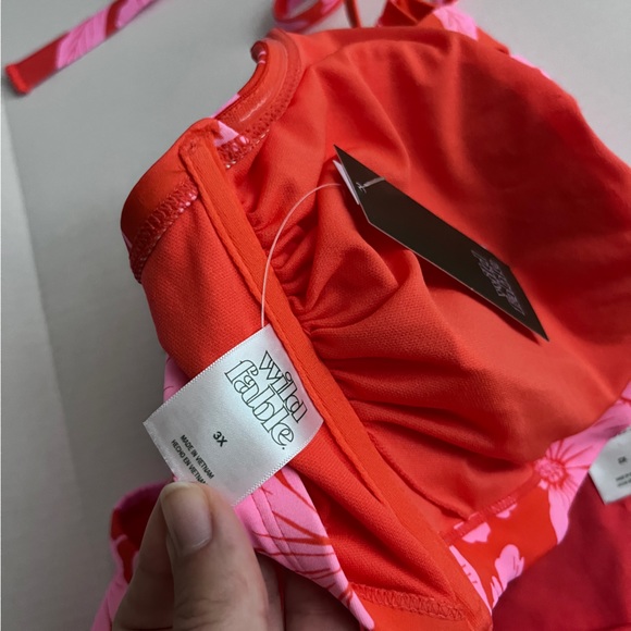 Wild Fable Pink Floral Bralette Cheeky Bikini Set & Cover Up 3PC Women 2X 3X NEW - Picture 9 of 12